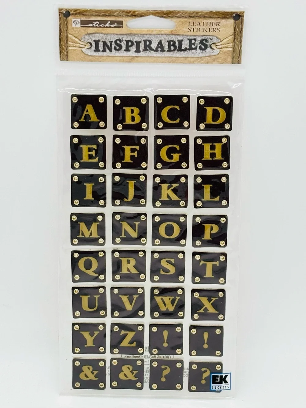 Sticko Inspirables Leather Alphabet Stickers Brown SPIN027 EK Success Scrapbook